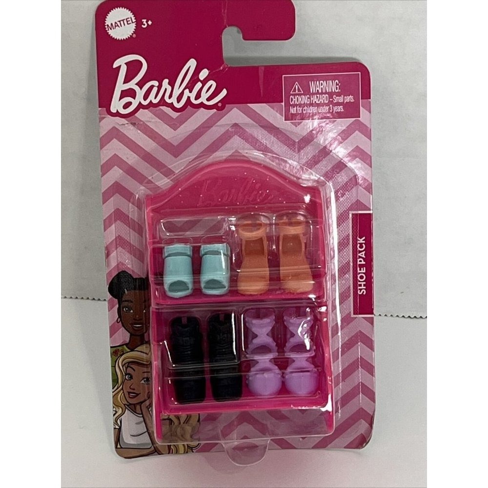 Barbie Shoe Pack Mattel GVY22 4 Pairs Blue Orange Black Purple Doll‎ Accessories